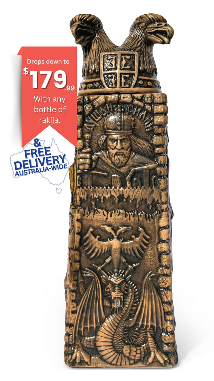 Serbian Knights Handmade Clay Rakija Dispenser