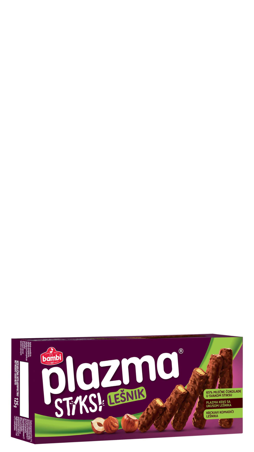 Plazma Chocolate Sticks With Hazelnut 125g