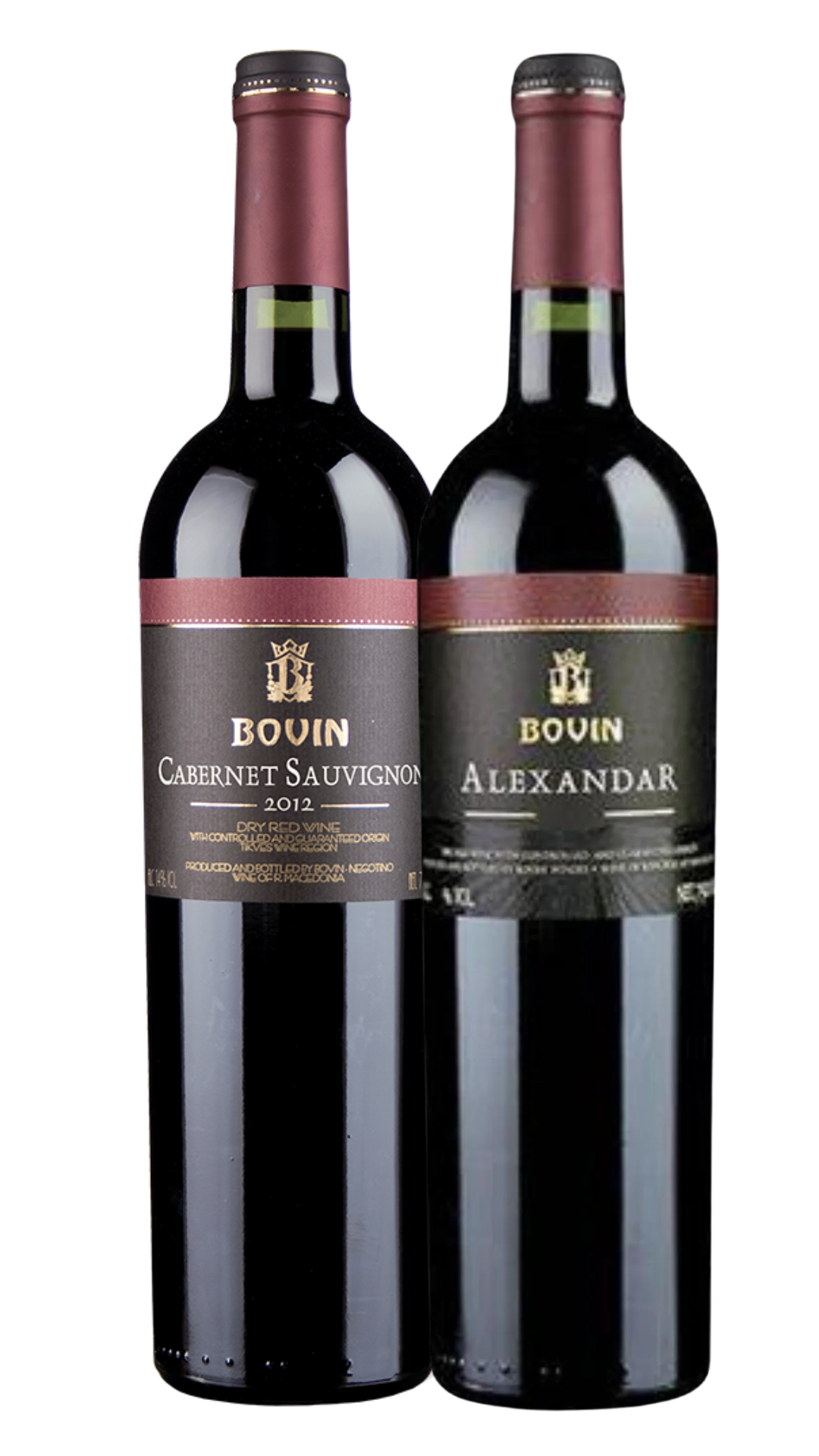 Bovin Macedonian Twin Pack: Bovin Cabernet Sauvigon Red Wine 750ml and Bovin Alexander 2017 Red Wine 750ml