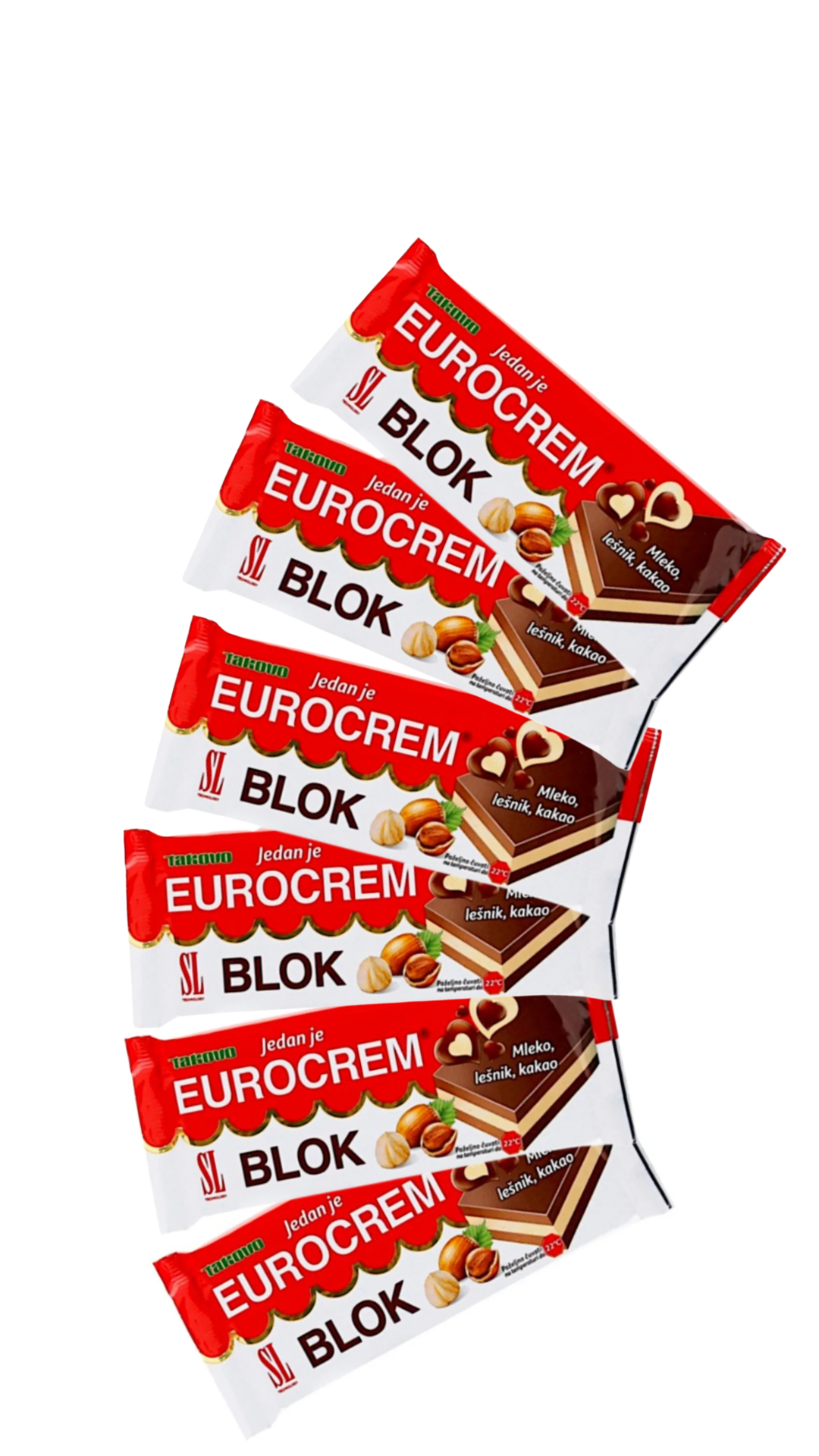 Eurocrem Blok Hazelnut Milk & Cocoa Bar 90g x6
