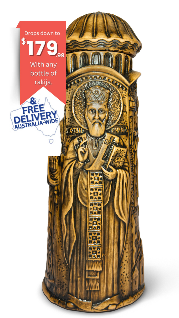 Sv. Nikola Handmade Clay Rakija Dispenser