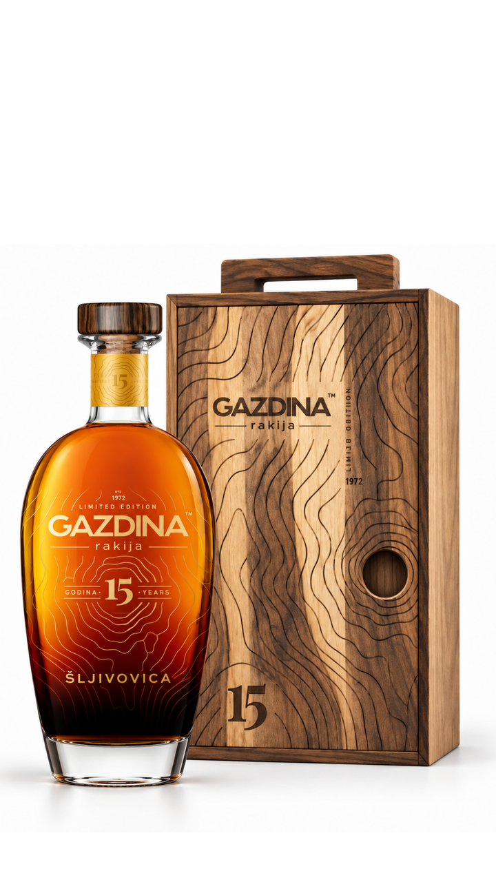 Gazdina 15 YO Šljivovica Luxury Wooden Gift Pack 700ml