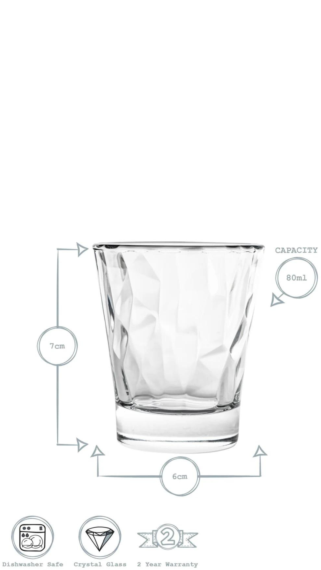 Diamond Shot Glasses 80ml - 6 Pack