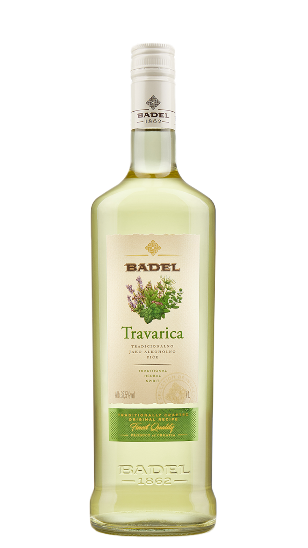 Bottle of Badel Travarica white background