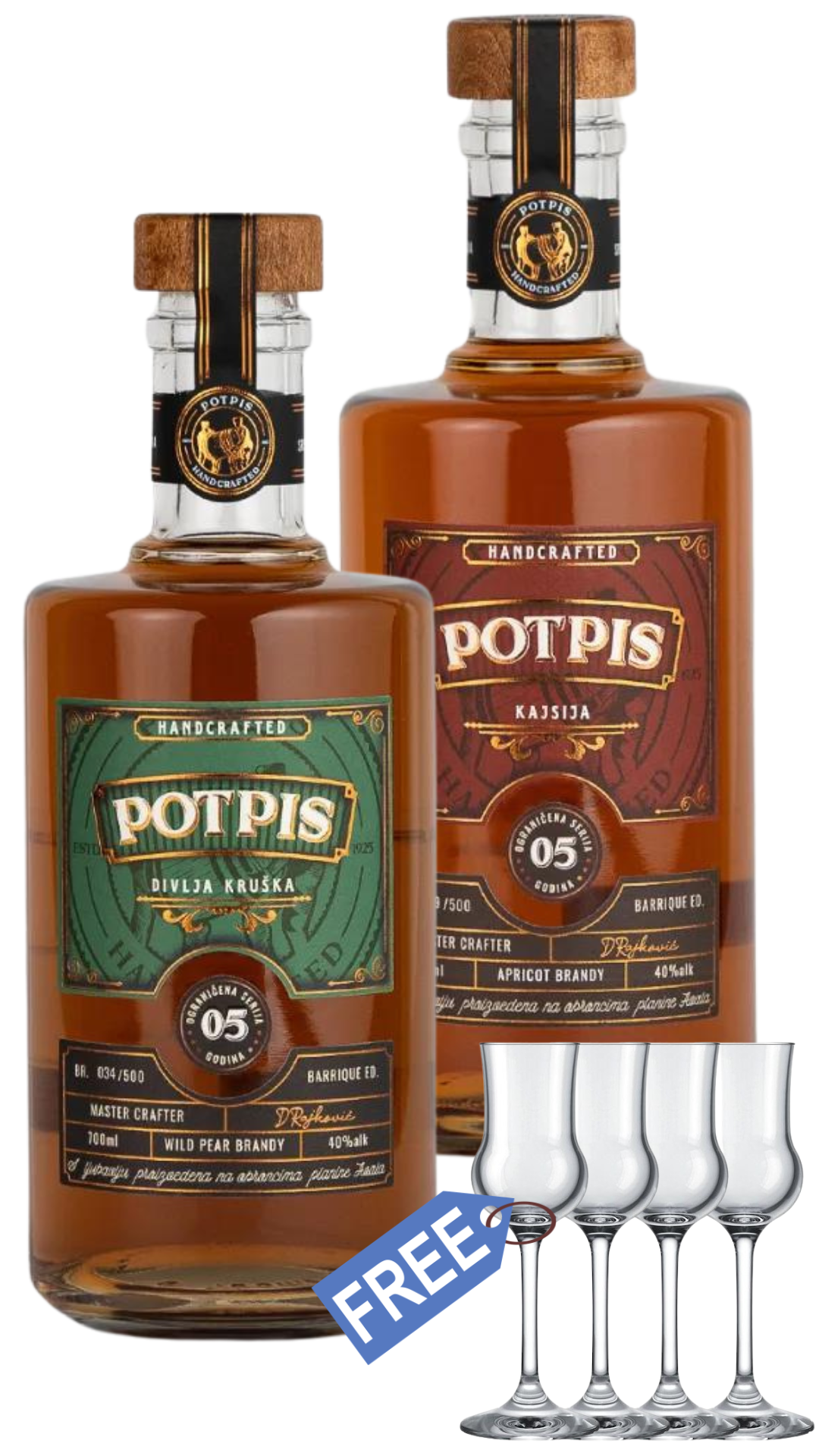 Potpis Wild Pear & Quince Barrique Rakija Bundle + Free Glasses ...